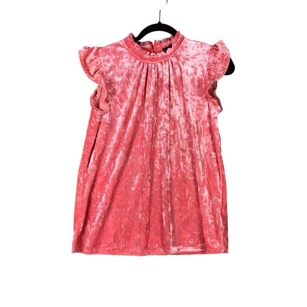 Gibsonlook Velvet Flutter Sleeve Mock Neck Top Pink Women’s XS NWOT